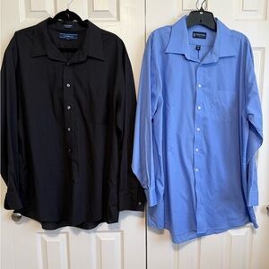 croft & barrow Black and Stafford Blue Long-Sleeve Dress Shirts (Pair) 18